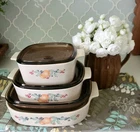 Vintage Corning Ware Abundance Pattern Casserole Set with Pyrex Lids