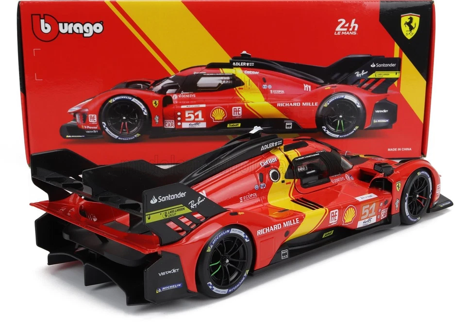 Ferrari 499P 3.0L Turbo V6 Team AF Corse #51 Winner Le Mans 2023 Burago 1:18 - Immagine 2 di 3