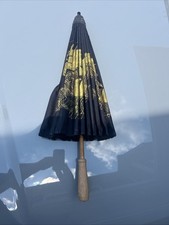 Vintage Parasol Hand Painted Chinese Umbrella small Repair Done See Pics