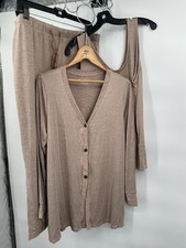 Cuddl Duds Seriously Soft Sweater Knit 3-Piece Lounge Set L Heather Walnut Taupe