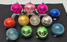 Antique Christmas Feather Tree Ball Ornament Blown Glass Vintage Bauble Mini Lot