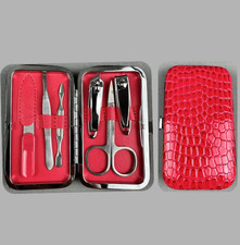 Maniküre Pediküre Set 6tlg Nagelset Nagelschere Nagelzange Pinzette Etui Pink