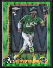 Denzel Clarke 2025 Topps Chrome Update Green Raywave RC /99 #USC15 Athletics