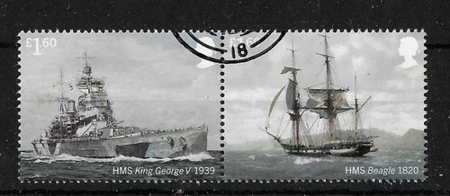 2019 ROYAL NAVY SHIPS £1.60 SE-TENANT PAIR USED.