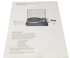 Acoustic Research AR Turntable  Owners / User Manual *Original*
