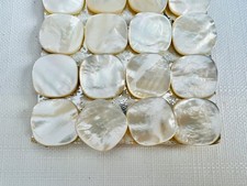 12 Vintage Mother of Pearl MOP Shell Buttons Metal Shank High Nacre 20.5mm Ivory