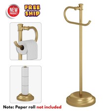 Toilet Paper Holder Free Standing Bathroom Toilet Tissue Holder Stand Brush Gold