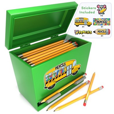Pencil Dispenser Holder Green Stainless Steel Dispenser for Pencils with 6 Be...