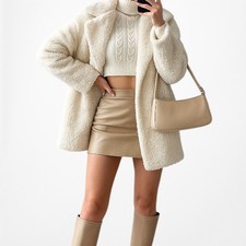 Mango Off White Teddy Bear Fleece Shearling Style Coat Jacket Size XXS/XS/S