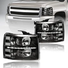 DimFlux Headlights Assembly fit 2007-2013 Chevy Silverado 1500 2500HD 3500 Clear