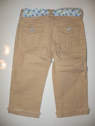 GYMBOREE MALIBU COWGIRL KHAKI FLOWER BELTED CAPRI PANTS 5 6 8 NWT - Picture 2 of 2