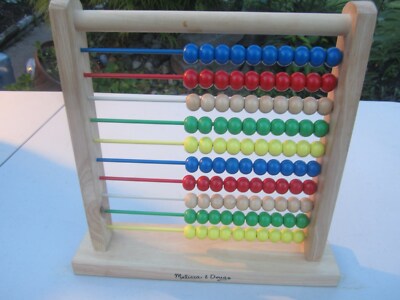 Educational Abacus by Melissa & Doug Wood Frame 100 Painted Beads Ex/MINT