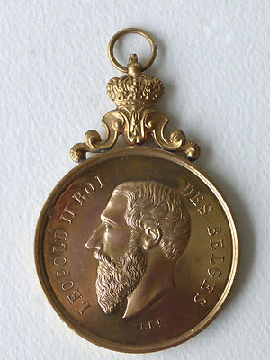 Médaille pour les fêtes jubilaires de 1905 ; Léopold II (1835-1909), roi des Belges (1865-1909