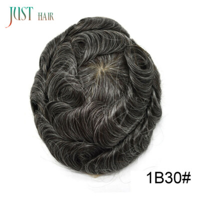 French Lace Front Mens Toupee Poly Skin Hairpieces Human Hair Replacement System