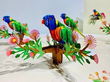Origami Pop Cards Rainbow Lorikeet OZ Bird Native Flower 3D Pop Up Greeting Card