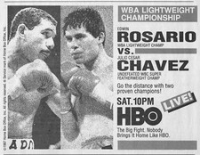 1987 HBO TV BOXING PROMO AD / JULIO CEASAR CHAVEZ vs EDWIN ROSARIO
