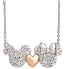  125 Disney CZ Pave MICKEY AND MINNIE sterling necklace 18" d2