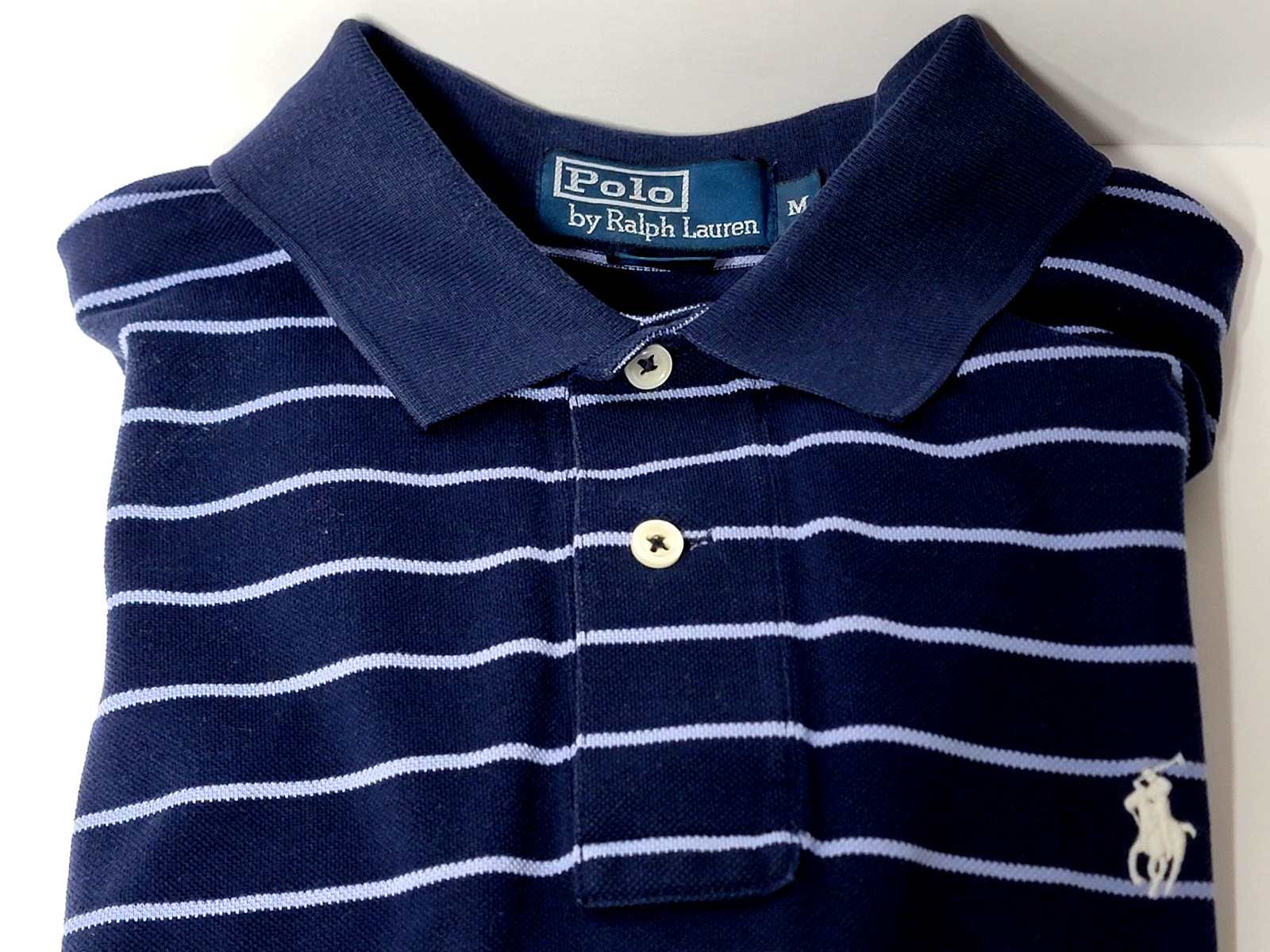 Polo Ralph Lauren Camicia Uomo M Blu Viola Golf Pony Rigato Pima Cotone