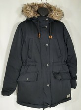 Jack Willis Womens Black Faux Fur Lined Hooded Parka Winter Coat Us 8 Uk 12