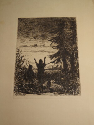 Graf von OSMOY 1827-1894 GRAVUR WASSERFEST ORIGINAL IMPRESSIONISTISCHE LANDSC...