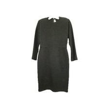 Vintage Outlander Bodycon Ponte Knit Above Knee Long Sleeves Black Petite Medium