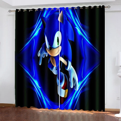Kinder Sonic The Hedgehog 3D Dicke Verdunkelungsvorhänge Thermo Ring Top Ösen Geschenk - Bild 7 von 30