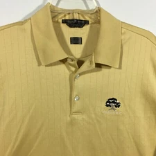 Mens Tiger Woods Nike Golf Large Polo/Golf Shirt SS Cotton Pale Gold Oakhurst CC