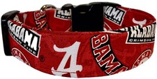 Red University Of Alabama Tossed Logo Handmade Dog Collar