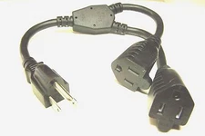 AC power plug saver, AC Power Y splitter cable 14" long .  