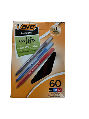 BIC Round Stic Xtra-Life Ballpoint Pens Medium 1.0 mm Assorted 24298912