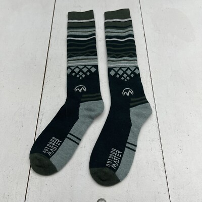 Outdoor Master Dark Green Merino Wool Ski Socks Unisex Adults Size Medium