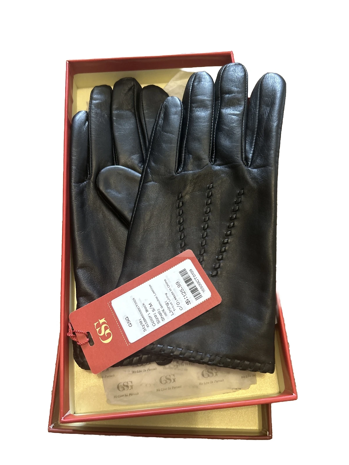 GSG 100% GENUINE LEATHER GLOVES SIZE S/M Color Black