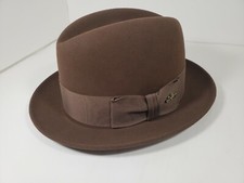 DOBBS DAILY MINK BROWN FUR FELT CENTER DENT FEDORA HAT MADE IN USA