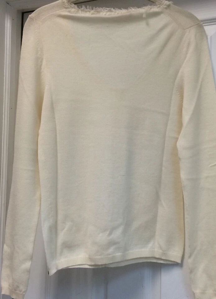 Cárdigan John Galliano Blanco Marfil Sólido 100% Lana Fina Talla S Italia Foto 4 de 4