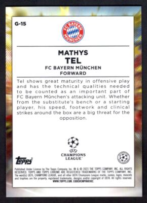 2022 Topps Chrome UEFA Club Competitions Golazo Mathys Tel FC