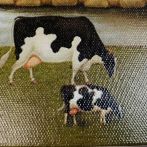 8x8" Cows, Geese & Waterfall on a Large Estate Print Wall Art Picture on Wood - Picture 6 of 9
