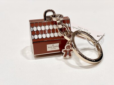 NWT Kate Spade Gingerbread House Keychain Bag Charm Fob K9270