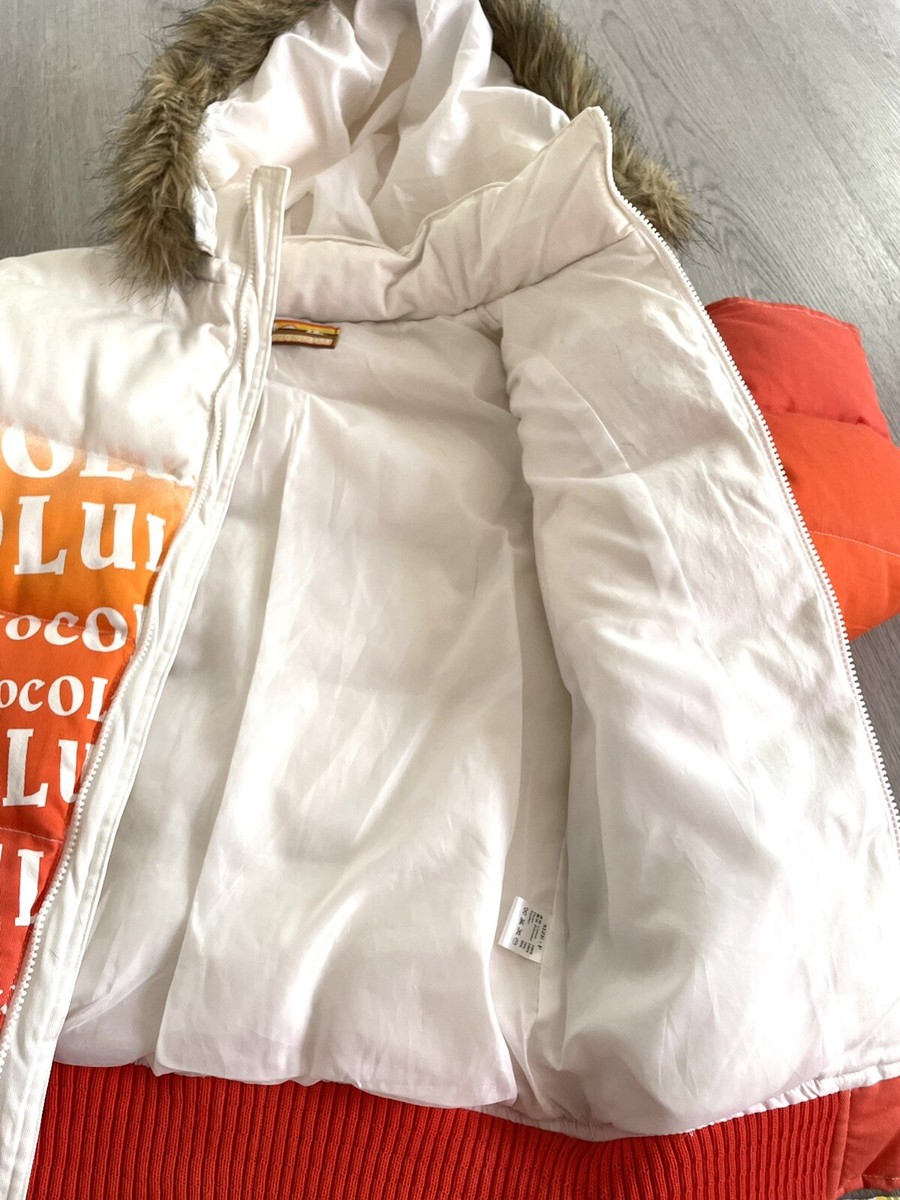 New Women Japanese Brand Coco Lulu White Orange Puffer Down Jacket