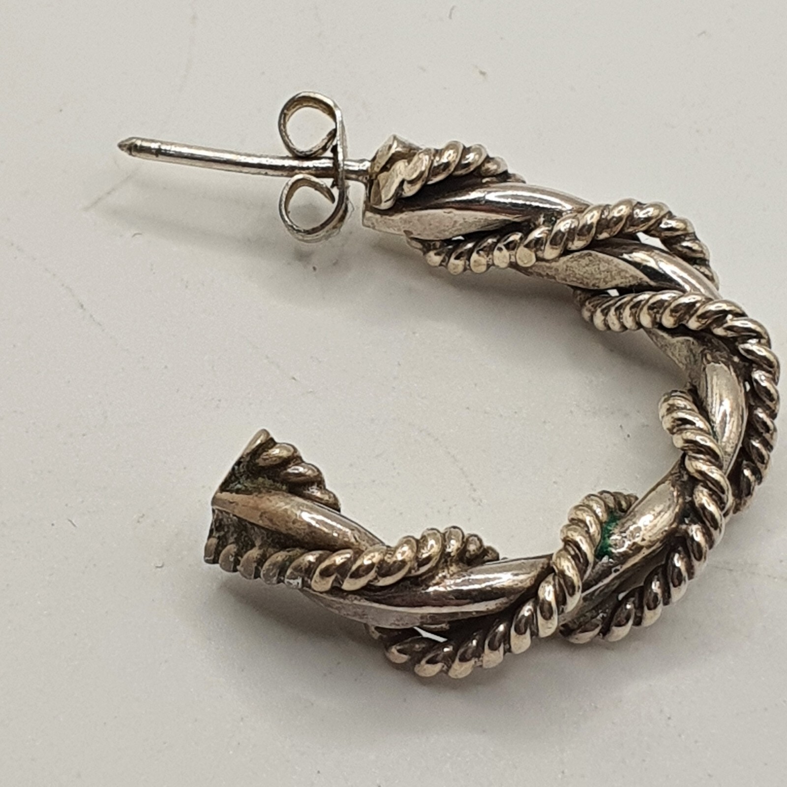 Photo 3 of Sterling Silver Heavy Handmade Half Hoop Rope Earrings 20mm E77 16grams
