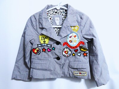 DVF Girl babyGAP Blazer Ticking Striped Designer Jacket Appliqued Size 4 Years