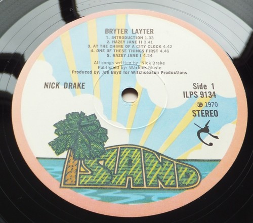 Nick Drake - Bryter Layter // Orig UK 1971 Island 1G Stampers Pink Rim LP Top