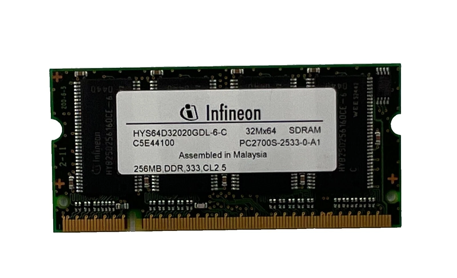 Infineon SO-DIMM DDR1 SDRAM Computer 256 MB Capacity per Module Memory (RAM)