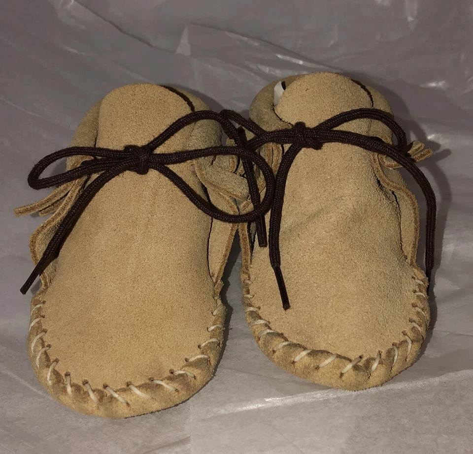 Mocasines Sin Cordones Nativo Americano Gamuza Beige Zapatos Bebés Niños (Talla: 6-12M) Foto 2 de 3