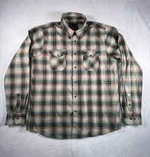 DIXXON Flannel Shirt Mens XLT Tall Hollow Point Green Brown Snap Front