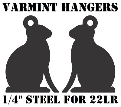 1/4'' 22LR Steel Shooting Targets - 2pc Rabbit Varmint/Animal Silhouette Hangers