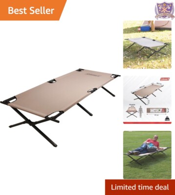 Camping Cot Steel Frame 6ft 2in 300lb Support Foldable Lounge Sleeping