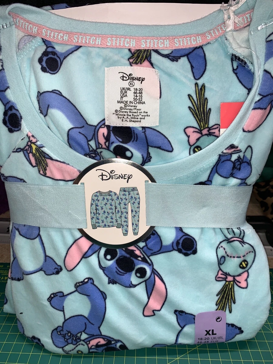 BNWT Primark Disney Stitch Pyjamas PJs Women fleece Winter PJs XL 18 20