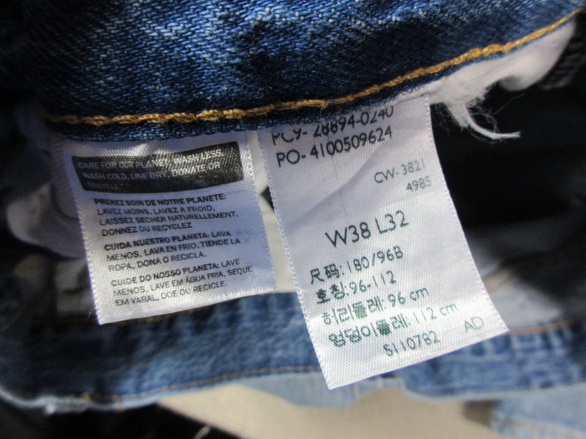 Levis 501 ST Jeans Mens 38x32 Straight Leg Button Fly Light Wash High Rise Big E