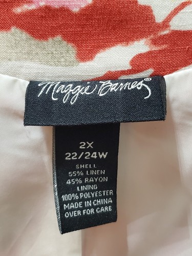 Maggie Barnes Women's Multicolor Floral Linen Long Sleeve Hook Front Jacket 2X - Picture 10 of 14