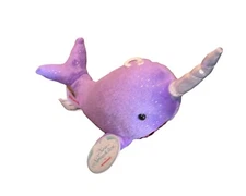 NWT 7” Aurora Plush Sequin Sea Star Narwhal Stuffed Animal Purple Rainbow Belly